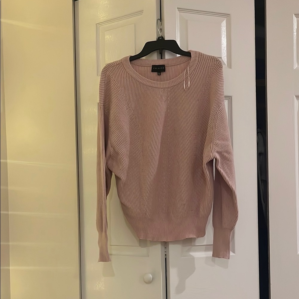Pink Crew Neck Sweater with Relaxed Fit